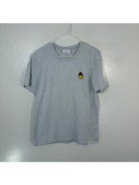 AMI Alexandre Mattiussi Shirt Mens XL Gray Smiley Face Embroidered Tee Casual